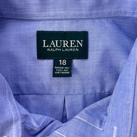 Lauren Ralph Lauren Preppy Blue Button-Up Shirt - Junior 18 / Women XS Small - Picture 3 of 11